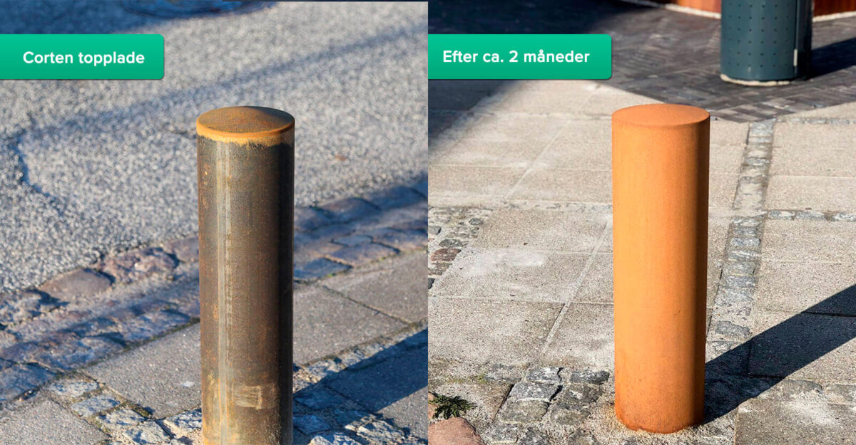 Pullert med corten top plade