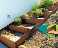 kantsætning i corten stål som plantbed