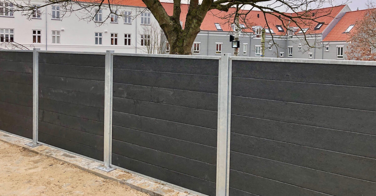 genbrugsplast modulopbyggende afskærmning til byområder med støjdæmpende effekt, afskærmning med genbrugsplast