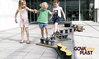 Balance GOVA play PLAST. Vedligeholdesfrit genbrugsplast. Legeplads, skolegård, børnehave, vuggesture, park plads forhandler BY BANG